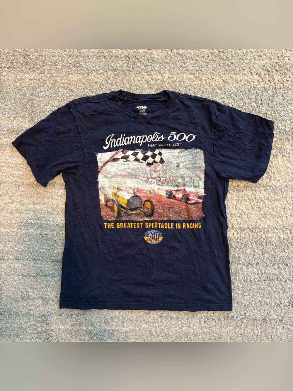 Vtg 2011 Indianapolis 500 T Shirt Mens L Indy 500 100th Anniversary Reebok Navy
